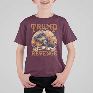 Funny Trump Revenge Tour 2024 T Shirt For Kid Cowboy Trump Western Country Music Guitar Political Election TS11 Maroon Print Your Wear