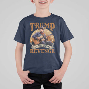 Funny Trump Revenge Tour 2024 T Shirt For Kid Cowboy Trump Western Country Music Guitar Political Election TS11 Navy Print Your Wear