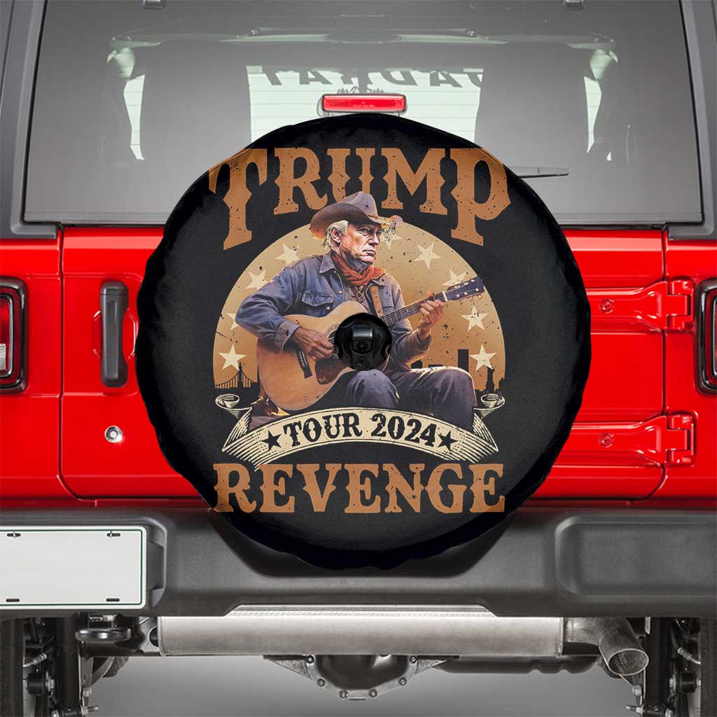 Funny Trump Revenge Tour 2024 Spare Tire Cover Cowboy Trump Western Country Music Guitar Political Election TS11 Black Print Your Wear