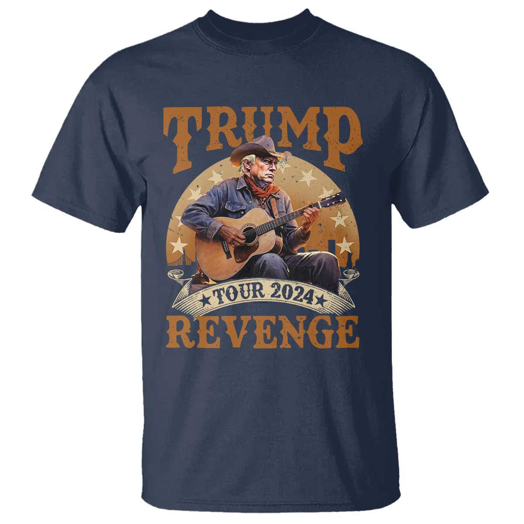Funny Trump Revenge Tour 2024 T Shirt Cowboy Trump Western Country Music Guitar Political Election TS11 Navy Print Your Wear