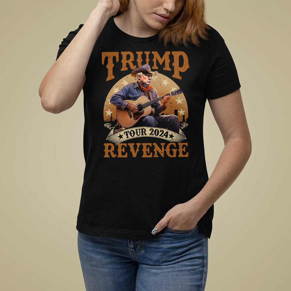 Funny Trump Revenge Tour 2024 T Shirt For Women Cowboy Trump Western Country Music Guitar Political Election TS11 Black Print Your Wear