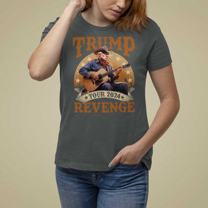 Funny Trump Revenge Tour 2024 T Shirt For Women Cowboy Trump Western Country Music Guitar Political Election TS11 Dark Heather Print Your Wear