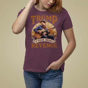 Funny Trump Revenge Tour 2024 T Shirt For Women Cowboy Trump Western Country Music Guitar Political Election TS11 Maroon Print Your Wear