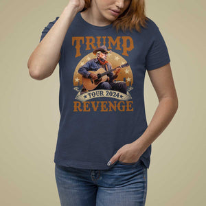 Funny Trump Revenge Tour 2024 T Shirt For Women Cowboy Trump Western Country Music Guitar Political Election TS11 Navy Print Your Wear