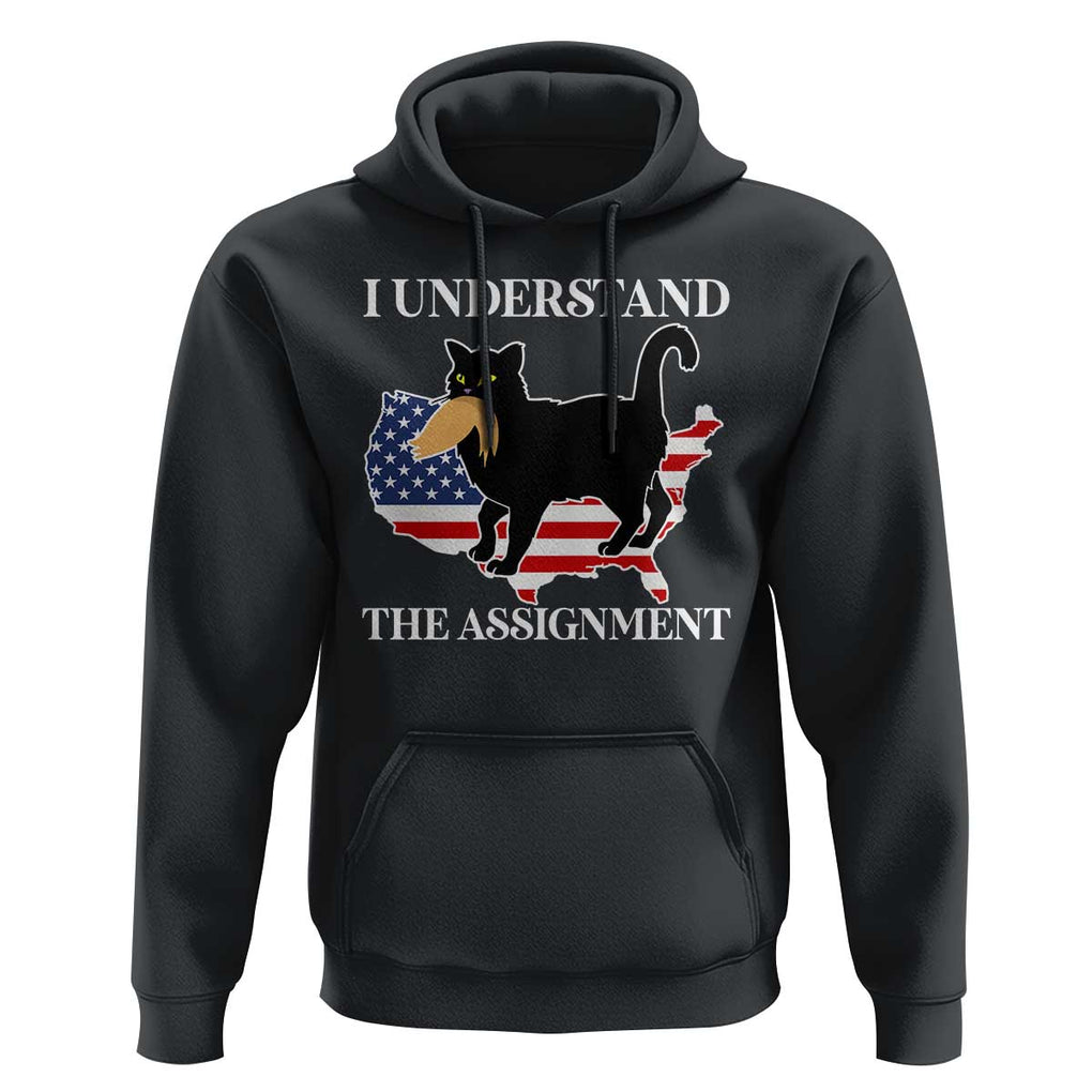 Funny Harris Supporter Hoodie I Understand The Assignment Black Cat American Flag TS11 Black Print Your Wear