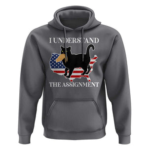 Funny Harris Supporter Hoodie I Understand The Assignment Black Cat American Flag TS11 Charcoal Print Your Wear