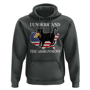 Funny Harris Supporter Hoodie I Understand The Assignment Black Cat American Flag TS11 Dark Heather Print Your Wear