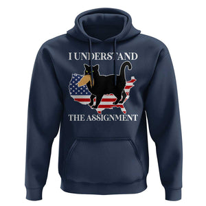 Funny Harris Supporter Hoodie I Understand The Assignment Black Cat American Flag TS11 Navy Print Your Wear