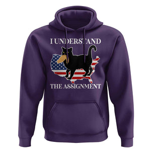 Funny Harris Supporter Hoodie I Understand The Assignment Black Cat American Flag TS11 Purple Print Your Wear