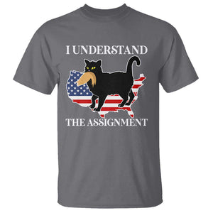 Funny Harris Supporter T Shirt I Understand The Assignment Black Cat American Flag TS11 Charcoal Print Your Wear