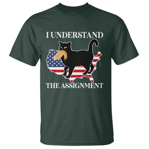 Funny Harris Supporter T Shirt I Understand The Assignment Black Cat American Flag TS11 Dark Forest Green Print Your Wear