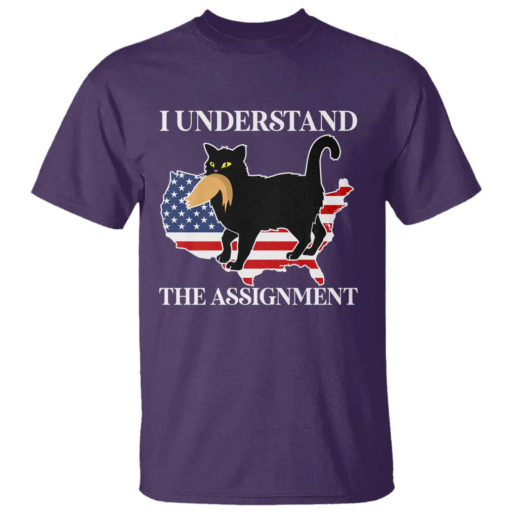 Funny Harris Supporter T Shirt I Understand The Assignment Black Cat American Flag TS11 Purple Print Your Wear