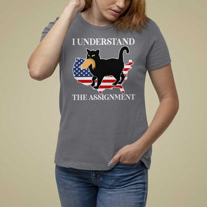 Funny Harris Supporter T Shirt For Women I Understand The Assignment Black Cat American Flag TS11 Charcoal Print Your Wear