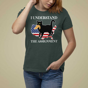 Funny Harris Supporter T Shirt For Women I Understand The Assignment Black Cat American Flag TS11 Dark Forest Green Print Your Wear