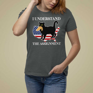 Funny Harris Supporter T Shirt For Women I Understand The Assignment Black Cat American Flag TS11 Dark Heather Print Your Wear