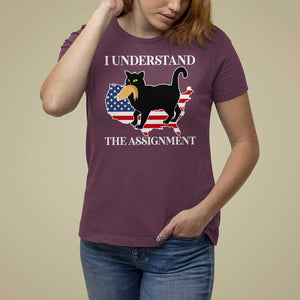 Funny Harris Supporter T Shirt For Women I Understand The Assignment Black Cat American Flag TS11 Maroon Print Your Wear