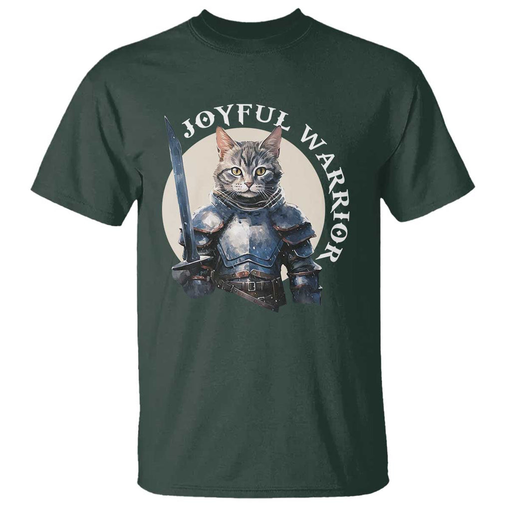 Funny Joyful Warrior Cat T Shirt Kitten Knight For Harris 2024 TS11 Dark Forest Green Print Your Wear