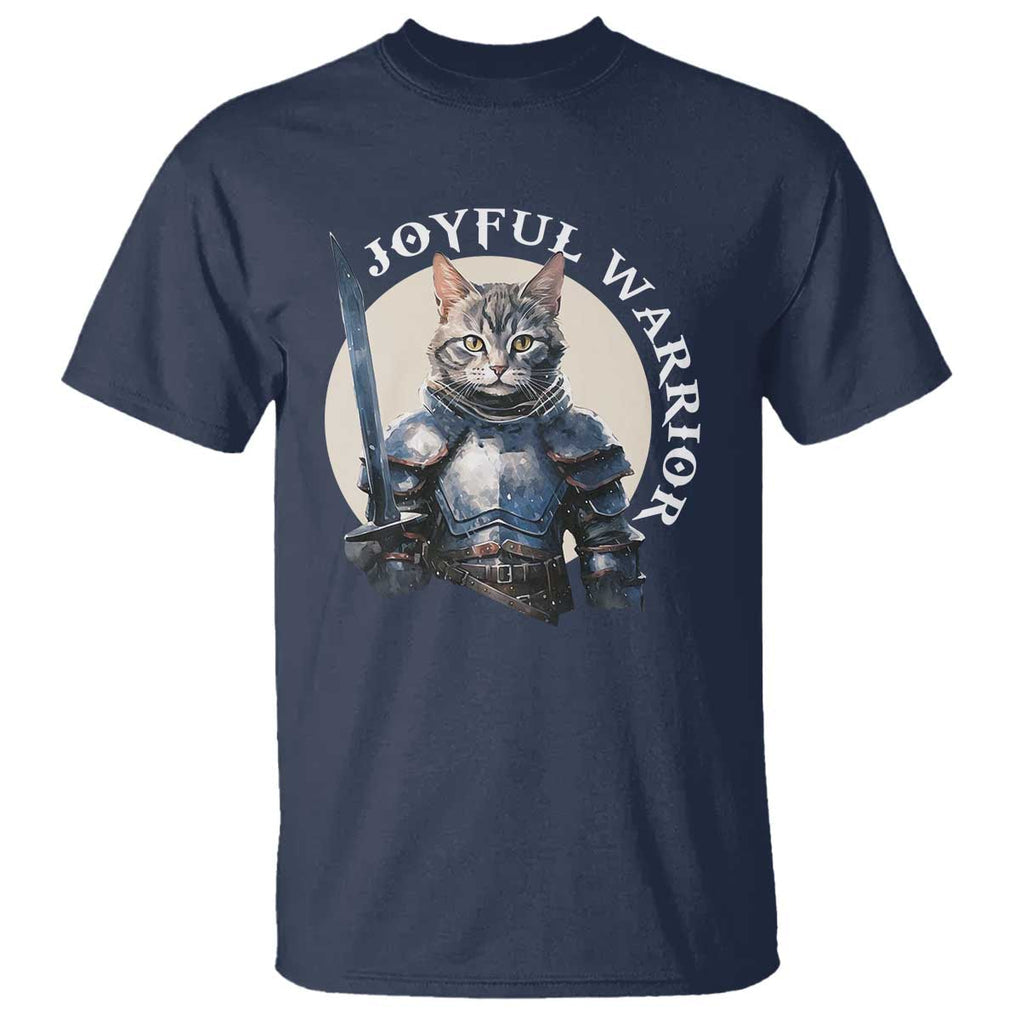 Funny Joyful Warrior Cat T Shirt Kitten Knight For Harris 2024 TS11 Navy Print Your Wear