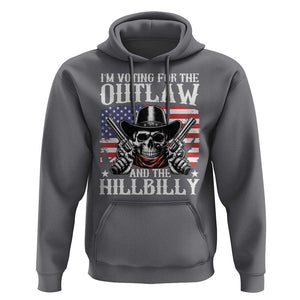 Trump Vance 2024 Hoodie I'm Voting For The Outlaw And The Hillbilly Western Cowboy Gun US Flag TS11 Charcoal Print Your Wear