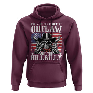 Trump Vance 2024 Hoodie I'm Voting For The Outlaw And The Hillbilly Western Cowboy Gun US Flag TS11 Maroon Print Your Wear