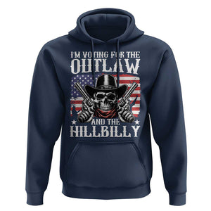 Trump Vance 2024 Hoodie I'm Voting For The Outlaw And The Hillbilly Western Cowboy Gun US Flag TS11 Navy Print Your Wear