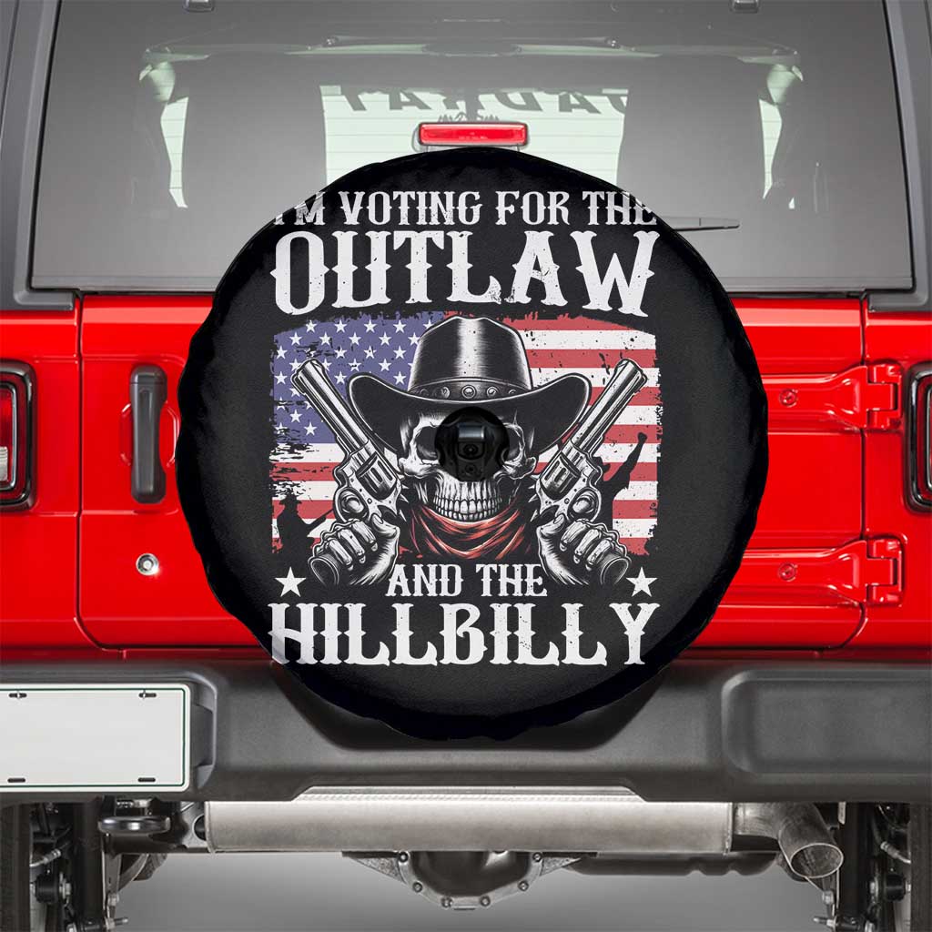 Trump Vance 2024 Spare Tire Cover I'm Voting For The Outlaw And The Hillbilly Western Cowboy Gun US Flag TS11 Black Print Your Wear