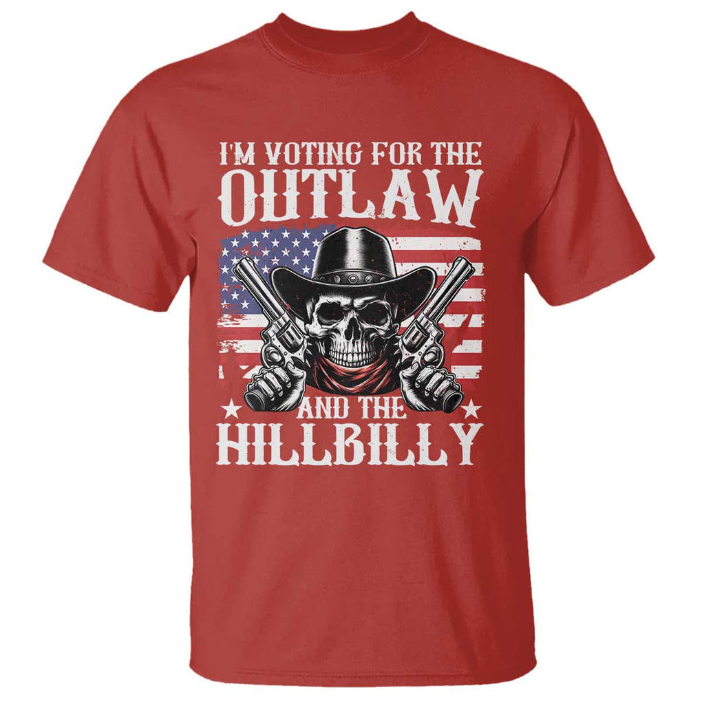 Trump Vance 2024 T Shirt I'm Voting For The Outlaw And The Hillbilly Western Cowboy Gun US Flag TS11 Red Print Your Wear