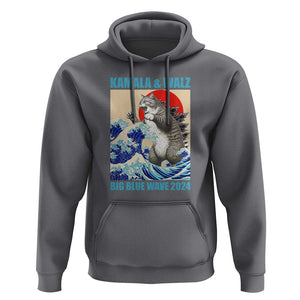 Kamala Walz 2024 Hoodie Big Blue Wave Cat Tsunami Sun Japanese Painting TS11 Charcoal Print Your Wear