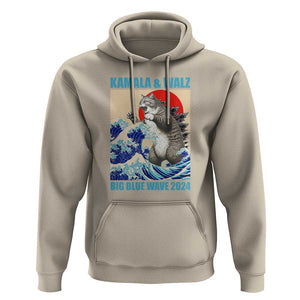 Kamala Walz 2024 Hoodie Big Blue Wave Cat Tsunami Sun Japanese Painting TS11 Sand Print Your Wear
