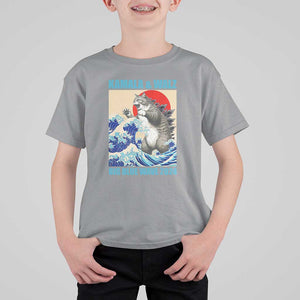 Kamala Walz 2024 T Shirt For Kid Big Blue Wave Cat Tsunami Sun Japanese Painting TS11 Sport Gray Print Your Wear