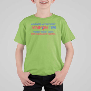 Tim Walz T Shirt For Kid Tampon Tim Protect Women Rights Stop Misogynistic Weirdos USA Flag TS11 Lime Print Your Wear