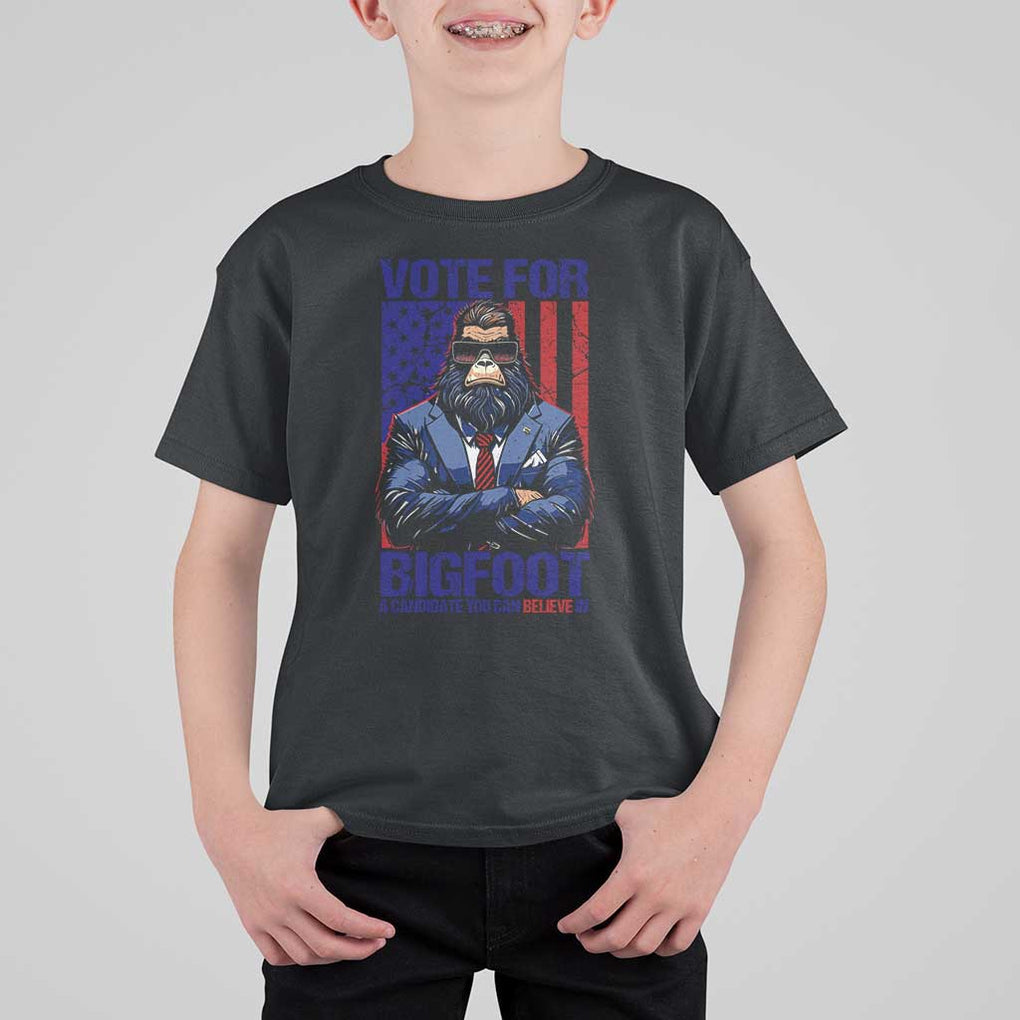 Funny Bigfoot Election T Shirt For Kid Vote For Bigfoot A Candidate You Can Believe In 2024 TS11 Black Print Your Wear
