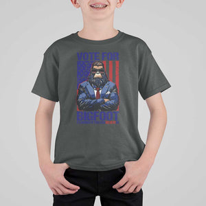 Funny Bigfoot Election T Shirt For Kid Vote For Bigfoot A Candidate You Can Believe In 2024 TS11 Dark Heather Print Your Wear