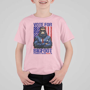 Funny Bigfoot Election T Shirt For Kid Vote For Bigfoot A Candidate You Can Believe In 2024 TS11 Light Pink Print Your Wear
