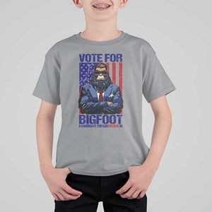 Funny Bigfoot Election T Shirt For Kid Vote For Bigfoot A Candidate You Can Believe In 2024 TS11 Sport Gray Print Your Wear