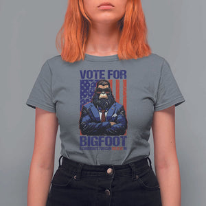 Funny Bigfoot Election T Shirt For Women Vote For Bigfoot A Candidate You Can Believe In 2024 TS11 Charcoal Print Your Wear