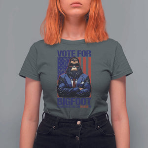 Funny Bigfoot Election T Shirt For Women Vote For Bigfoot A Candidate You Can Believe In 2024 TS11 Dark Heather Print Your Wear