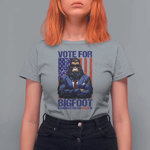 Funny Bigfoot Election T Shirt For Women Vote For Bigfoot A Candidate You Can Believe In 2024 TS11 Sport Gray Print Your Wear