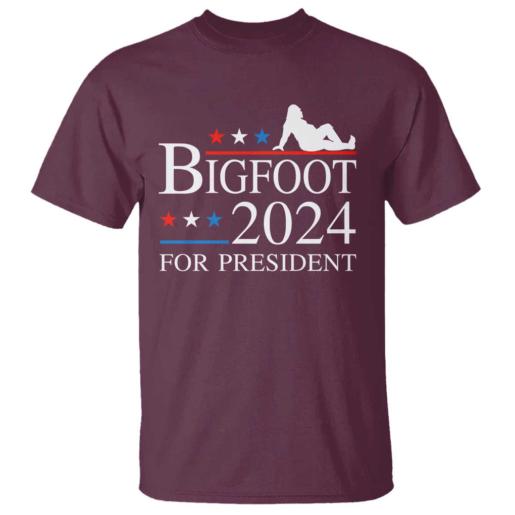 Funny Bigfoot For President T Shirt Vote Sexy Sasquatch American Flag Star TS11 Maroon Print Your Wear