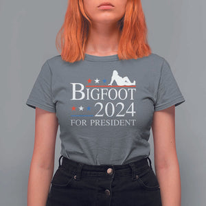 Funny Bigfoot For President T Shirt For Women Vote Sexy Sasquatch American Flag Star TS11 Charcoal Print Your Wear
