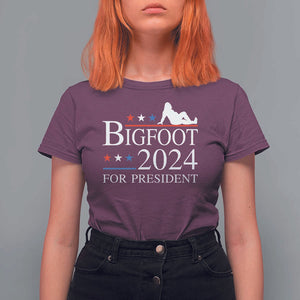 Funny Bigfoot For President T Shirt For Women Vote Sexy Sasquatch American Flag Star TS11 Maroon Print Your Wear