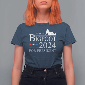 Funny Bigfoot For President T Shirt For Women Vote Sexy Sasquatch American Flag Star TS11 Navy Print Your Wear