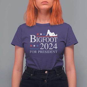 Funny Bigfoot For President T Shirt For Women Vote Sexy Sasquatch American Flag Star TS11 Purple Print Your Wear