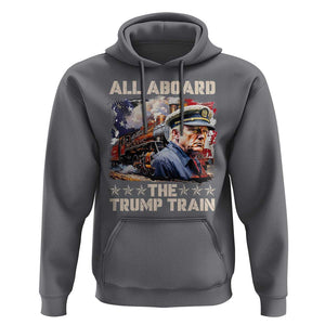 Trump Supporter 2024 Hoodie All Aboard The Trump Train USA American Flag TS11 Charcoal Print Your Wear