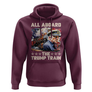 Trump Supporter 2024 Hoodie All Aboard The Trump Train USA American Flag TS11 Maroon Print Your Wear