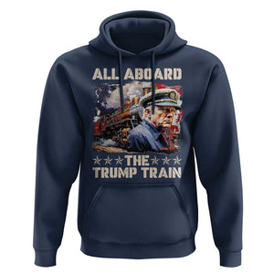 Trump Supporter 2024 Hoodie All Aboard The Trump Train USA American Flag TS11 Navy Print Your Wear