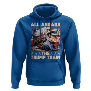 Trump Supporter 2024 Hoodie All Aboard The Trump Train USA American Flag TS11 Royal Blue Print Your Wear