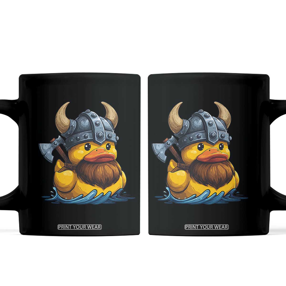 Rubber Duck Viking Warrior Norse Mythology Coffee Mug TS11 Black Print Your Wear