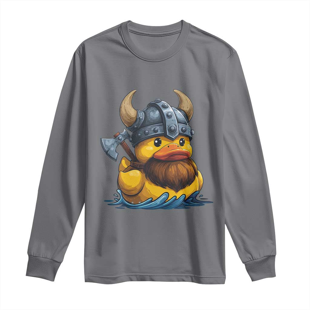 Rubber Duck Viking Warrior Norse Mythology Long Sleeve Shirt TS11 Charcoal Print Your Wear