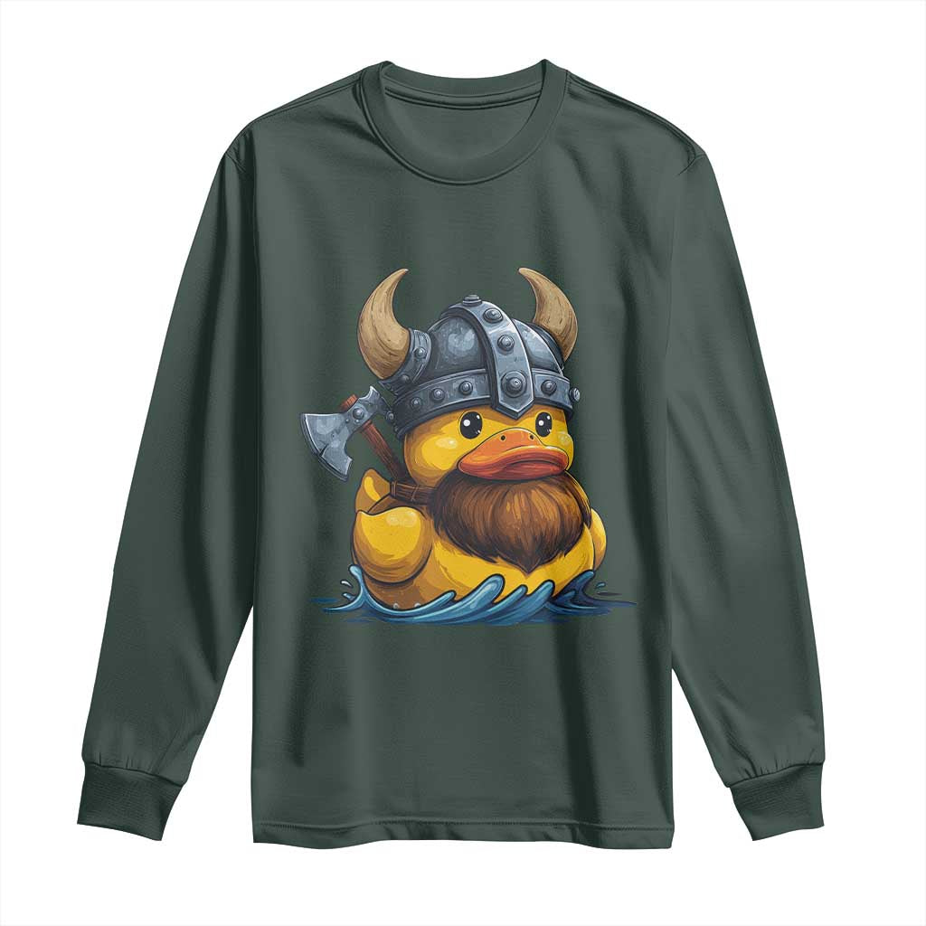 Rubber Duck Viking Warrior Norse Mythology Long Sleeve Shirt TS11 Dark Forest Green Print Your Wear